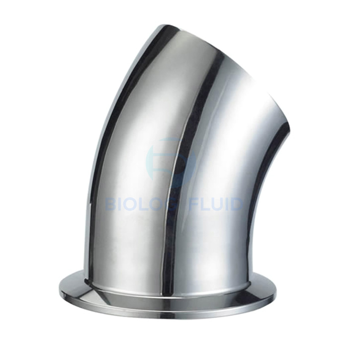 Stainless steel sanitary grade L2KM grade 45D clamped welded elbow
